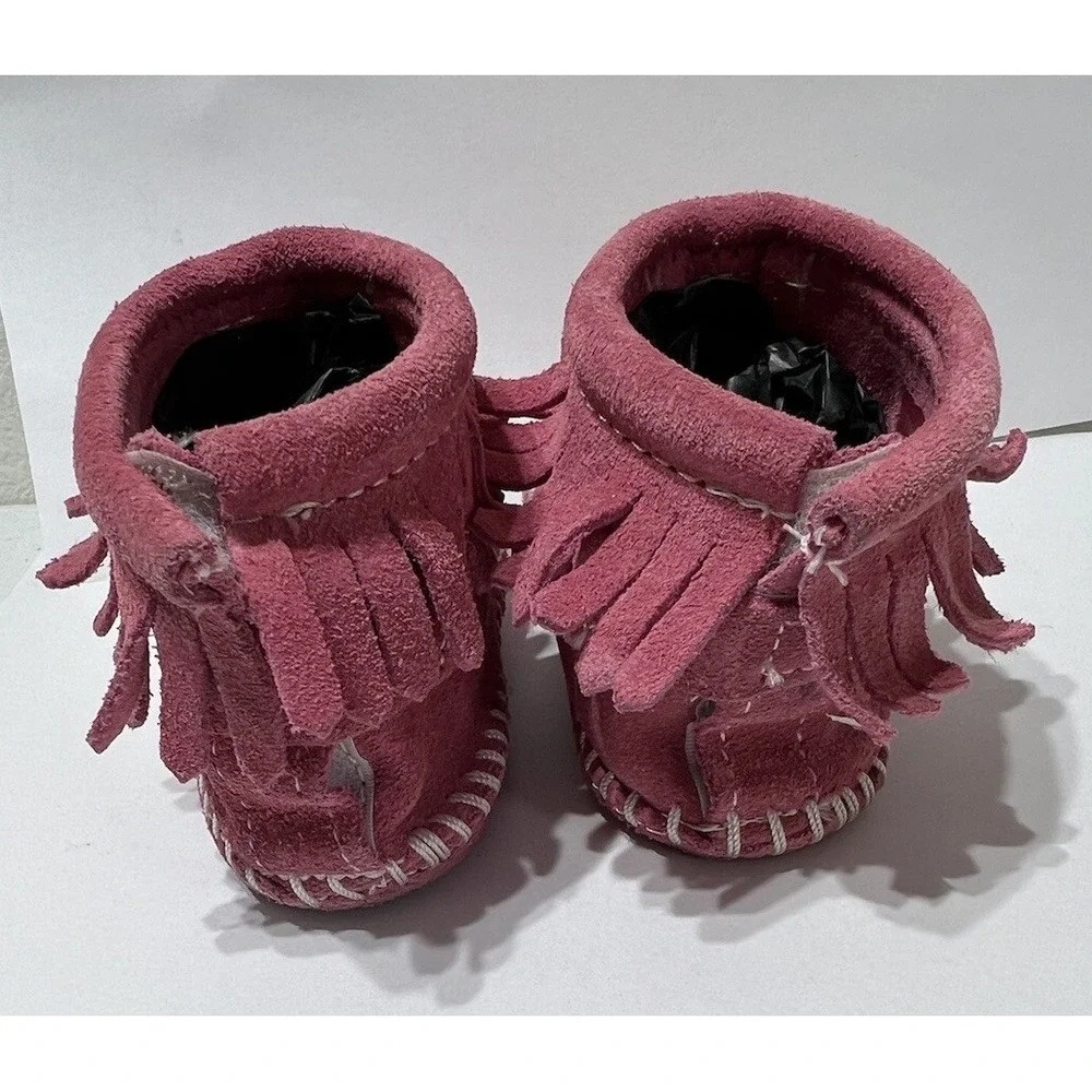 MINNETONKA Baby Toddler Size‎ 3 PINK FRINGED ANKLE BOOTS Girls Ankle Bootie